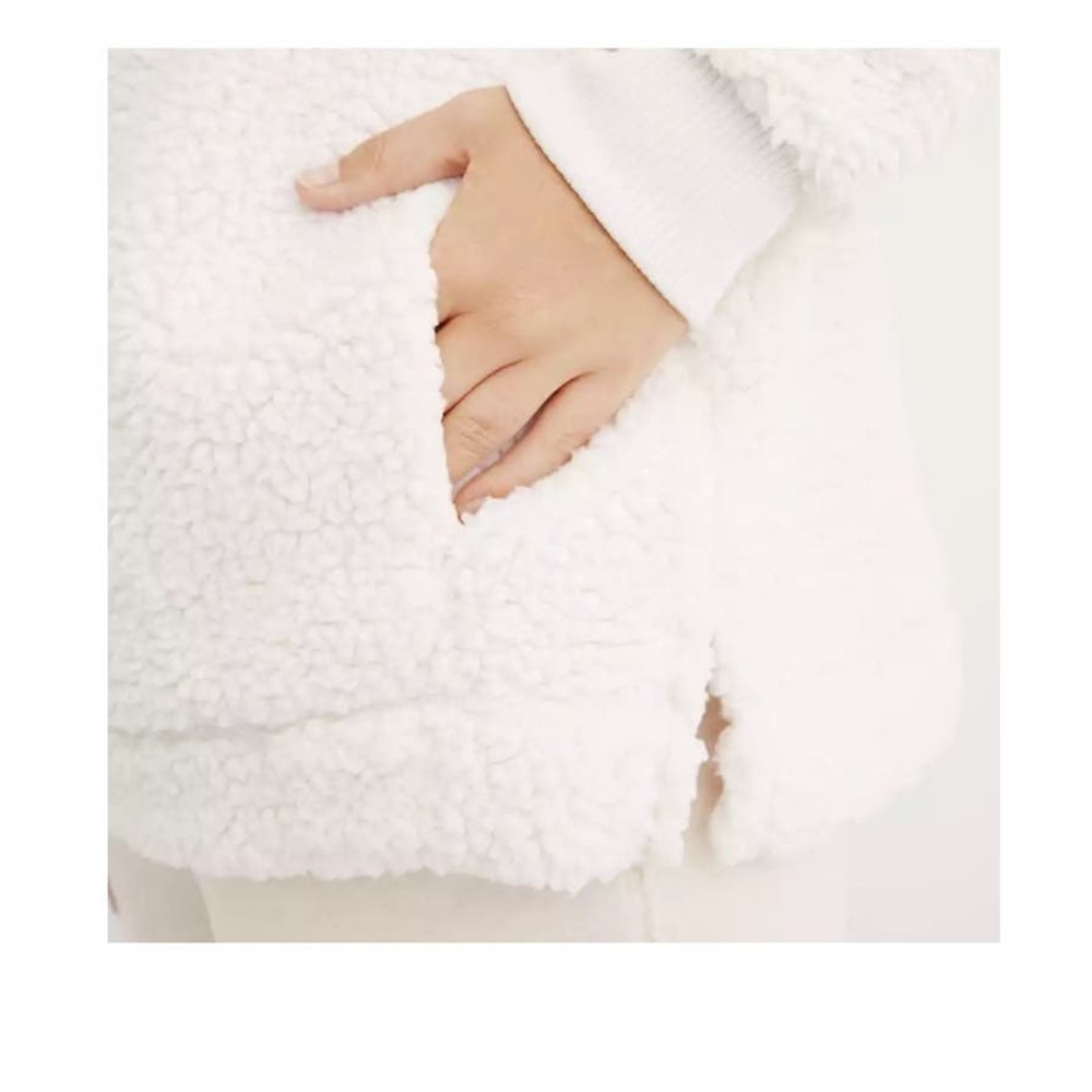 Aerie Dream Sherpa White Quarter Zip Pullover Sweatshirt Sweater Jacket Sz Med - Picture 8 of 9